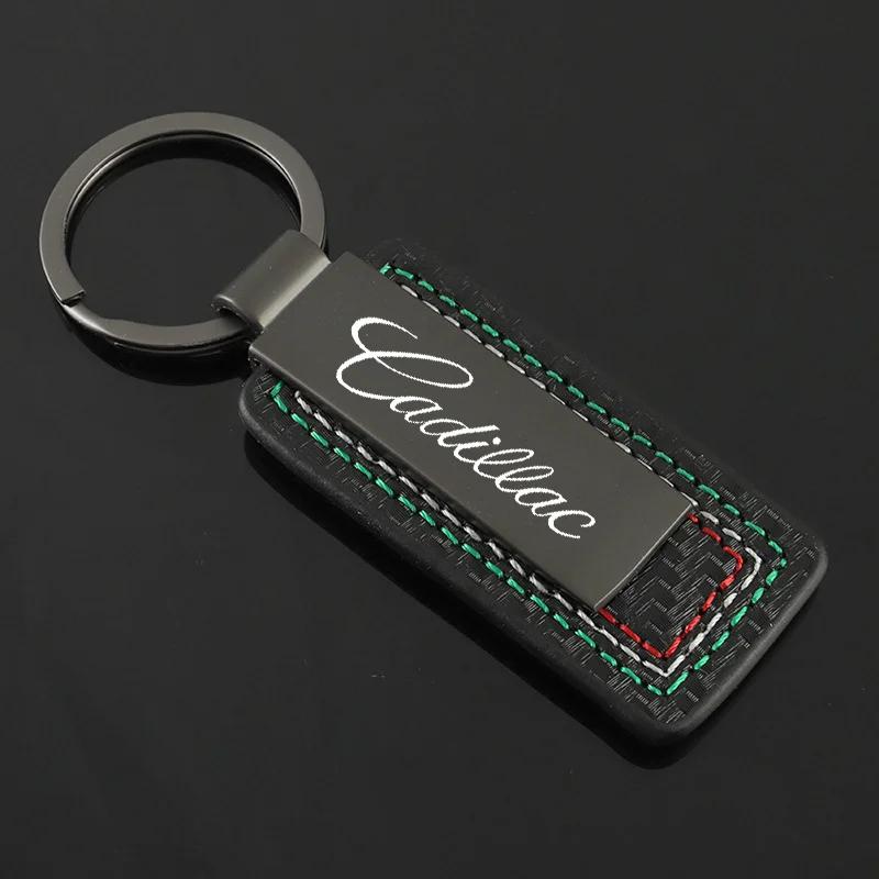 For Cadillac ATS BLS CT4 CT5 CTS ESCALADE SRX STS XT4 XT5 XT6 XTS Leather Car Logo Keychain Alloy Key Rings Chains Pendant