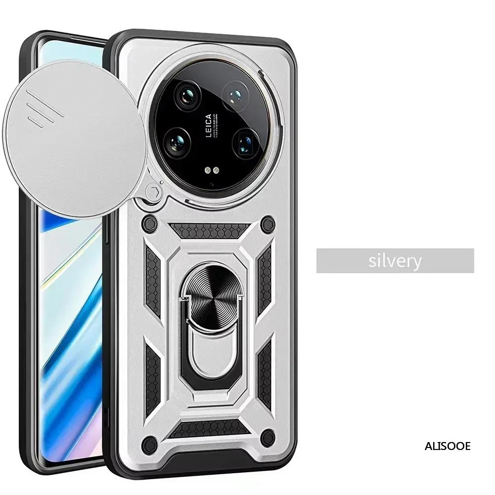 Armor Funda for Xiaomi 14 Ultra 15 Ultra Redmi A4 14C POCO C75 Case Slide Camera Ring Stand Holder Protection Cover Capa