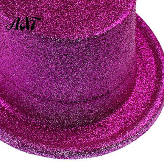 Decorative Props for Holiday Displays Shiny Top Hats, Glitter Hat Adult Kids, Colorful Magician Hat, Victorian Dress Up Christmas Stylish Wide