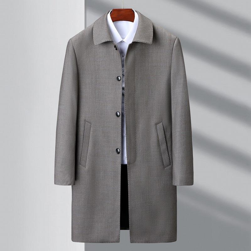 

Новый мужской тренч средней длины с лацканами на весну и осень, деловой кэжуал, куртка-батник, папина куртка 200