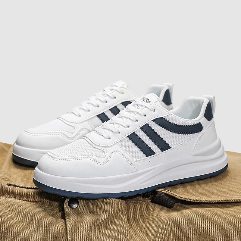 

Высококачественные мужские вулканизированные кроссовки, кожаная повседневная обувь, дышащая сетка, мужские теннисные туфли, мужская обувь на плоской подошве, Zapatillas Hombre 39 белый