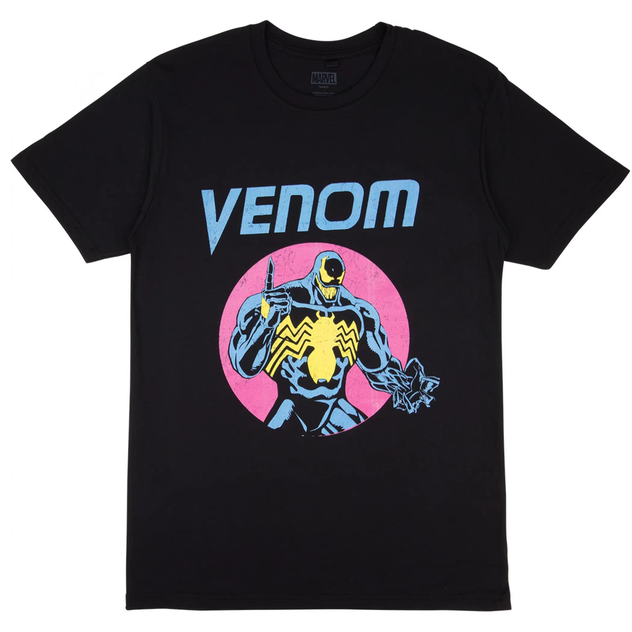 

2026 new A Mans White Venom Graphic Tshirt with A Blue Head and A Pink Tongue Design and A Casual Shortsleeved Top S