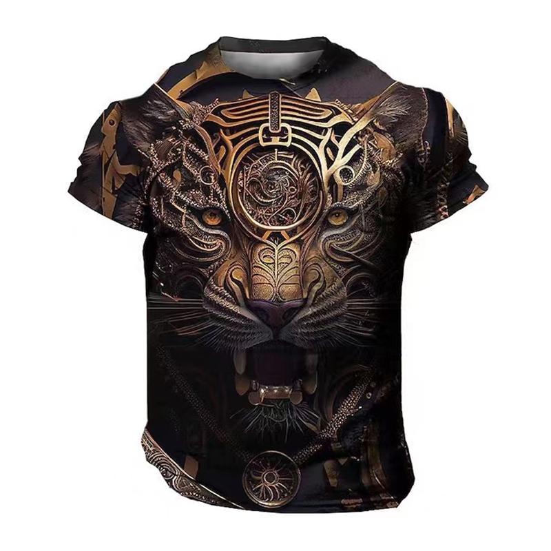 Domineering Lion 3D Print Men's T Shirts Summer Casual T Shirt Animal Pattern Top Harajuku Man Short Sleeve Oversized Streetwear