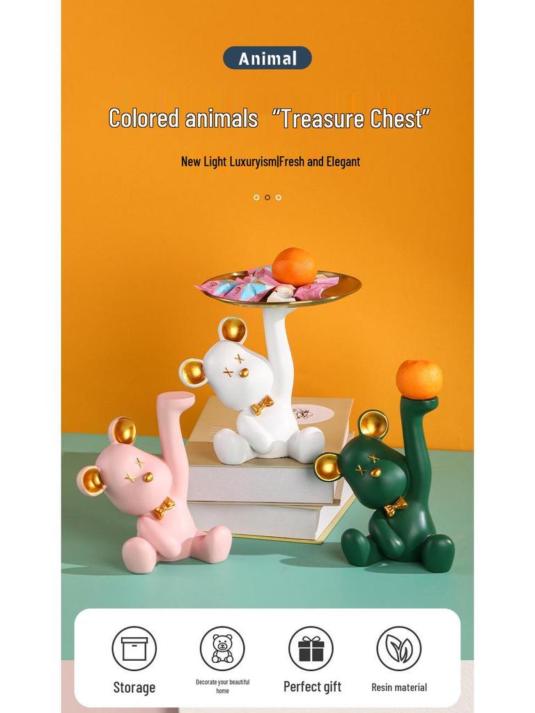 Hani Light Luxury Bear Key Tray for Living Room or Office