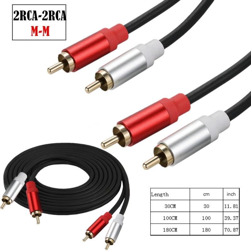 Durable 2RCA Male To Male Cable Stereo AUX Cord Enjoy Stable Transmission and Clear Sound for DVDs Players Amplifier
