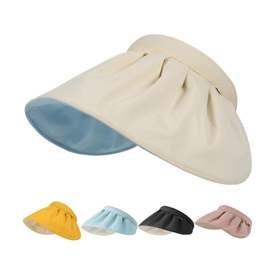 Sun Hat for Women, Wide Brim Sun Visor Hat, UPF50+ Lightweight Foldable Ponytail Sports Cap, Rollable Foldable Empty Top Hat
