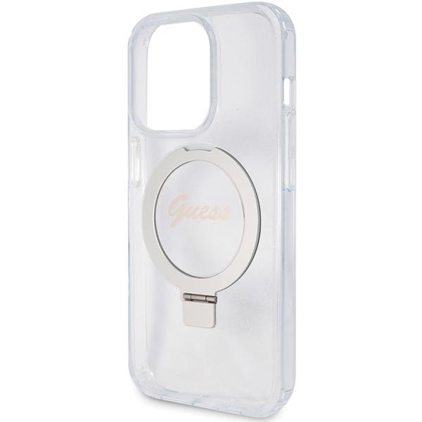 Guess Guhmp15Lhrsgsd Iphone 15 Pro 6.1 Przezroczysty/Transparent Hardcase Ring Stand Script Glitter Magsafe