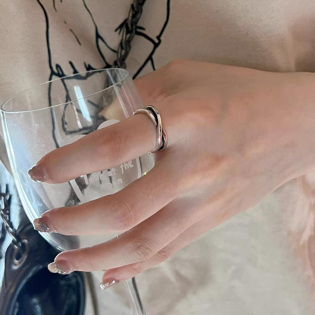 Lukewarm Wind Irregular Lines Cross Winding X Ring Female Index Finger Light Luxury Fashion Simple Multi-layer Ins Tide Elegant Simple Women Rings