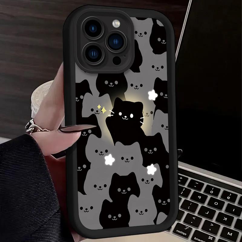 Lovely Cartoon Cat Couple Phone Case For IPhone 17 16 15 14 13 12 11 Pro Max 17 Air 14 Plus Shockproof Silicone Soft Cases Coque