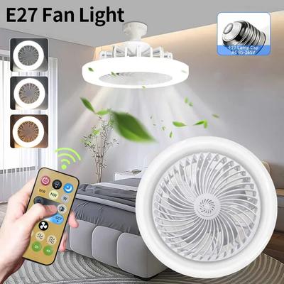 Ventilateur de plafond intelligent 3 en 1 avec télécommande, lampe d'éclairage, base de convertisseur E27 85-265 V, base d'éclairage pour chambre et salon