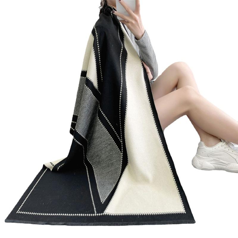 Scarf women's autumn and winter imitation cashmere long large color matching warm thickened shawl female dual-purpose student