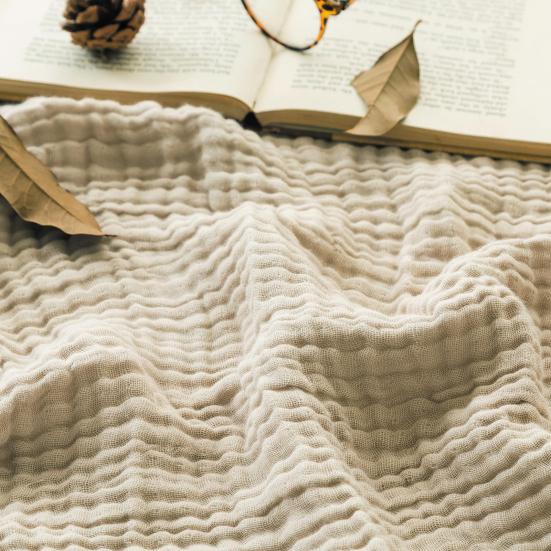 Muslinkos Sommer Sofateppe Pustende Ensfarvet Muslinklede Koseteppe for Seng Sofa Reise Feriebruk