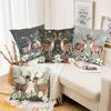 2D Flat Printing Christmas Deer Pillows With Snowflake And Flowers Polyester Pillowcase, Sofa Decorative Cushion Cov