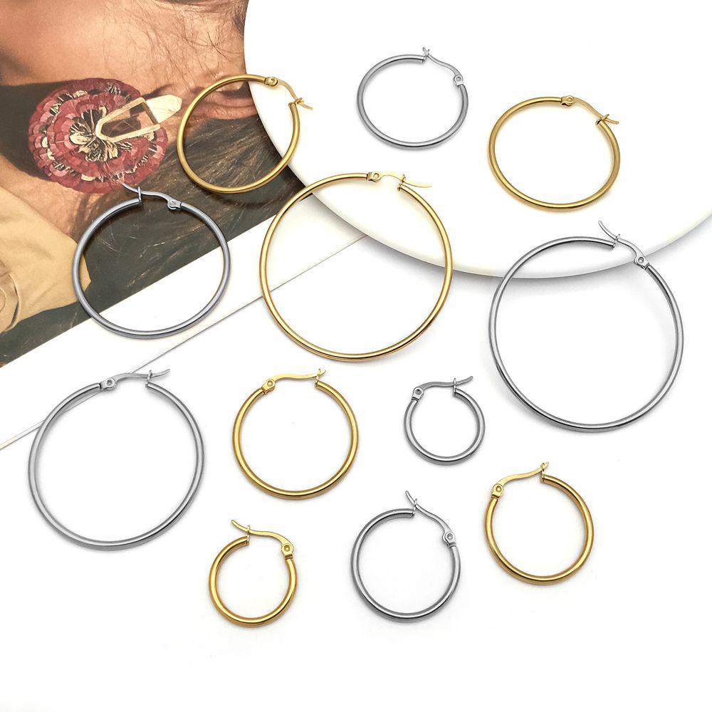 Stainless Steel Vacuum-Plated Large Round Circle Earring Pendant Charm