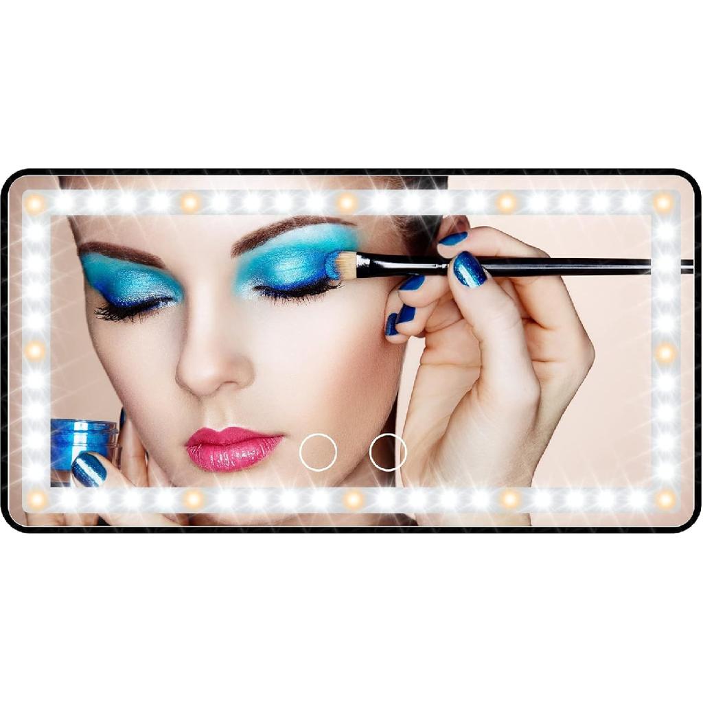 Car Sun Visor Vanity Mirror, Makeup Mirror With 3 Light Modes & 60 LEDs Rechargeable Led Light Car Mirror With Dimmable Touch Screen, Rear View