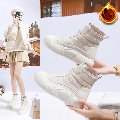 Damen High Top Schuhe mit Plüschisolierung Baumwollschuhe Winter Neue Brettschuhe mit dicker Sohle Lässige Schneestiefel für Damen