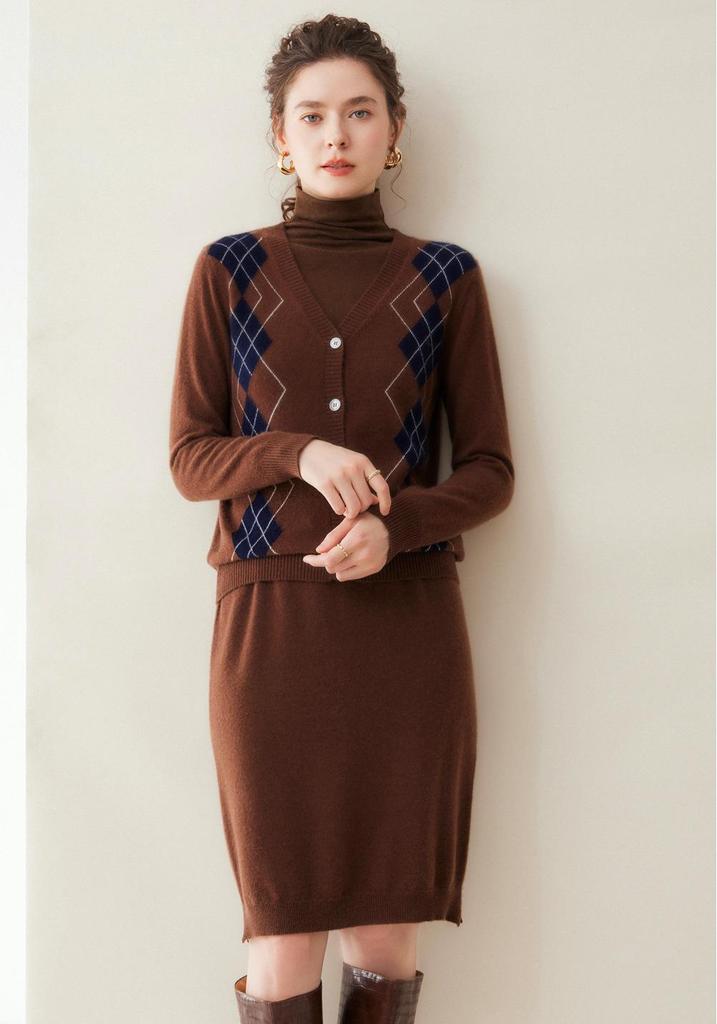 Lekasha 100% Cashmere Elastic Waist Short Skirt