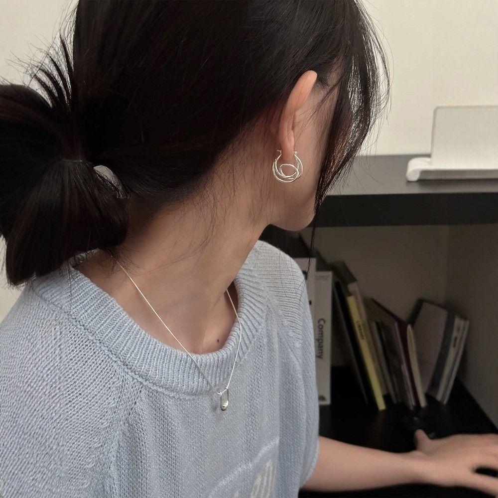 Double Layer Irregular Earrings Minimalist Personality Earrings Hoop Earrings  Party