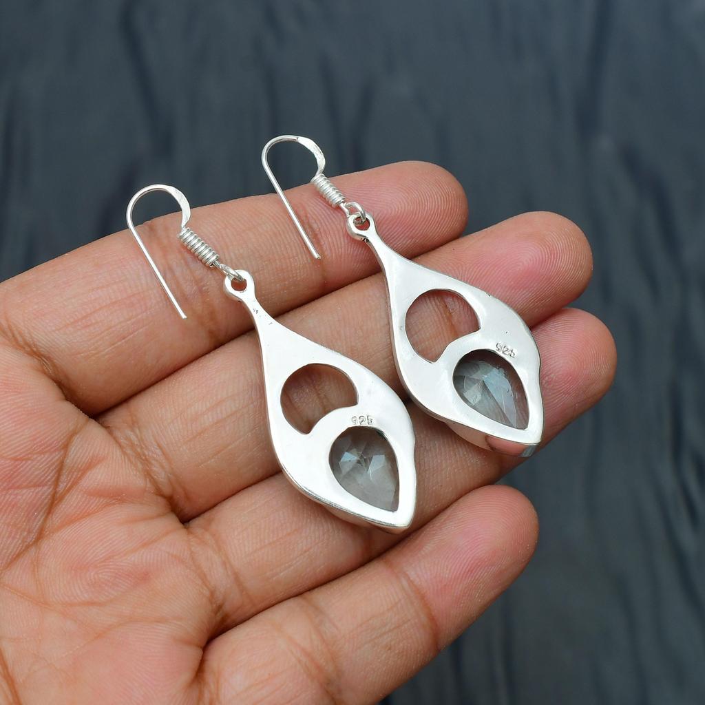 Aquamarine Gemstone Handmade 925 Sterling Silver Jewelry Earring