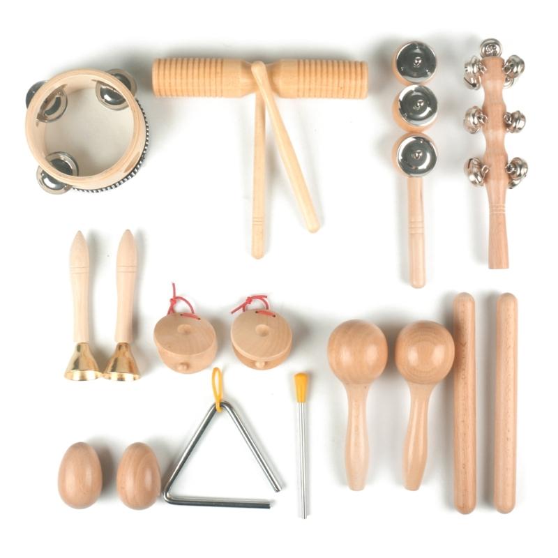 

10Pcs Wood Musical Instrument Set for Toddlers Preschool Children Early Education Music Toy Percussion Toy for Boy Girl 1