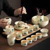 Chinese Ru Kiln Splendid Mountains and Rivers Kung Fu Tea Set Household High-end Brewing Teapot with Tea Tray Business Meeting
