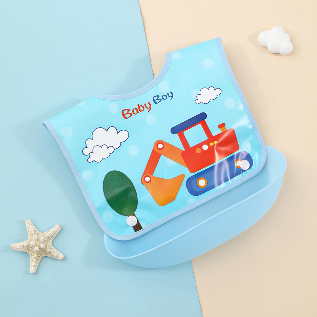 Baby food bib Baby waterproof bib three-dimensional detachable food food pocket Child child saliva pocket