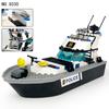 X030 Hurricane Sea Patrol Boat Children Assemble Small Particles Building Block Toy Big Boat Figurine