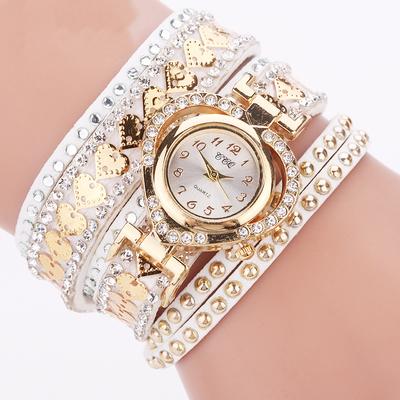 Women Bracelet Leather Quartz Rhinestone Wristwatches Clock Ladies Dress Watches Gift