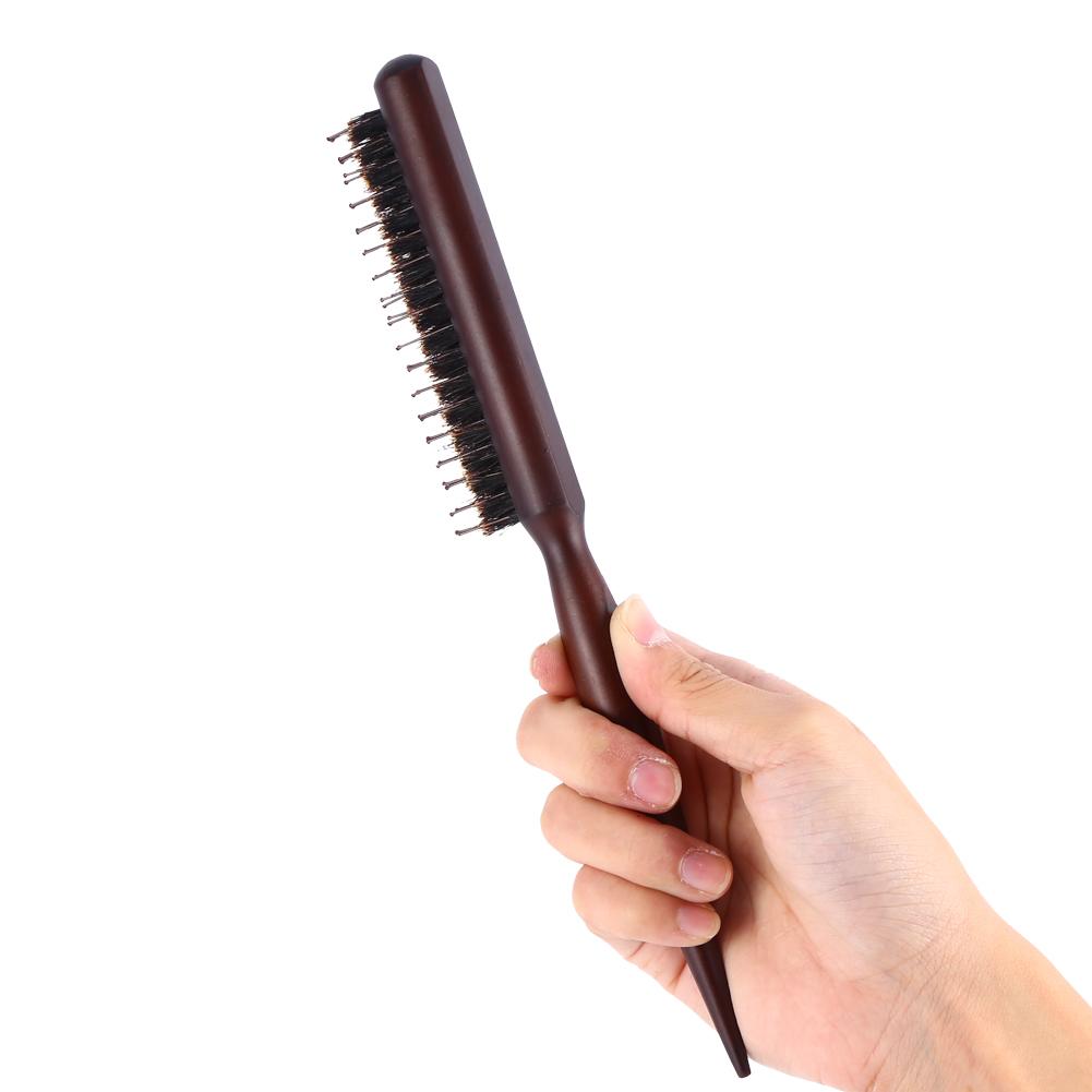 Natural Boar Hair Brush Wooden Handle Comb Hair Styling Tool for Salon Professionals and Home Use , 24cm
