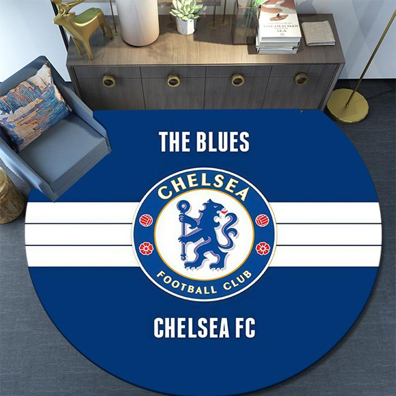 Chelsea Football Club2 Round Area Rug,Carpet Rug for Living Room Bedroom Sofa Playroom Decor,Non-slip Floor Mat
