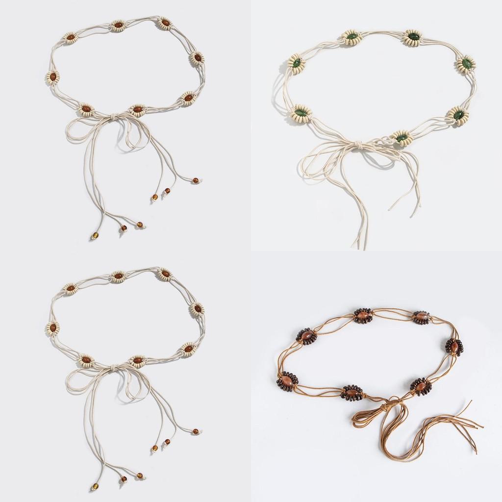 Bohemian Woven Waist Belt Crafted From Cotton Linen Material With Tie Closure For Casual Outfits