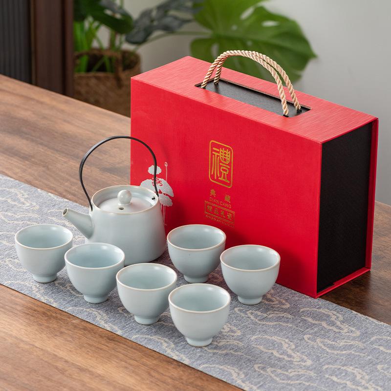 

Geyao Ru Kung Fu Tea Set Guochao Gift Box Ceramic Tea Set Gifts Company Annual Meeting Gifts