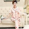 Factory Middle-Aged Pajamas Pink Flower Short-Sleeved Trousers Loose Large Size Can Be Worn Outside Loungewear Suit Women