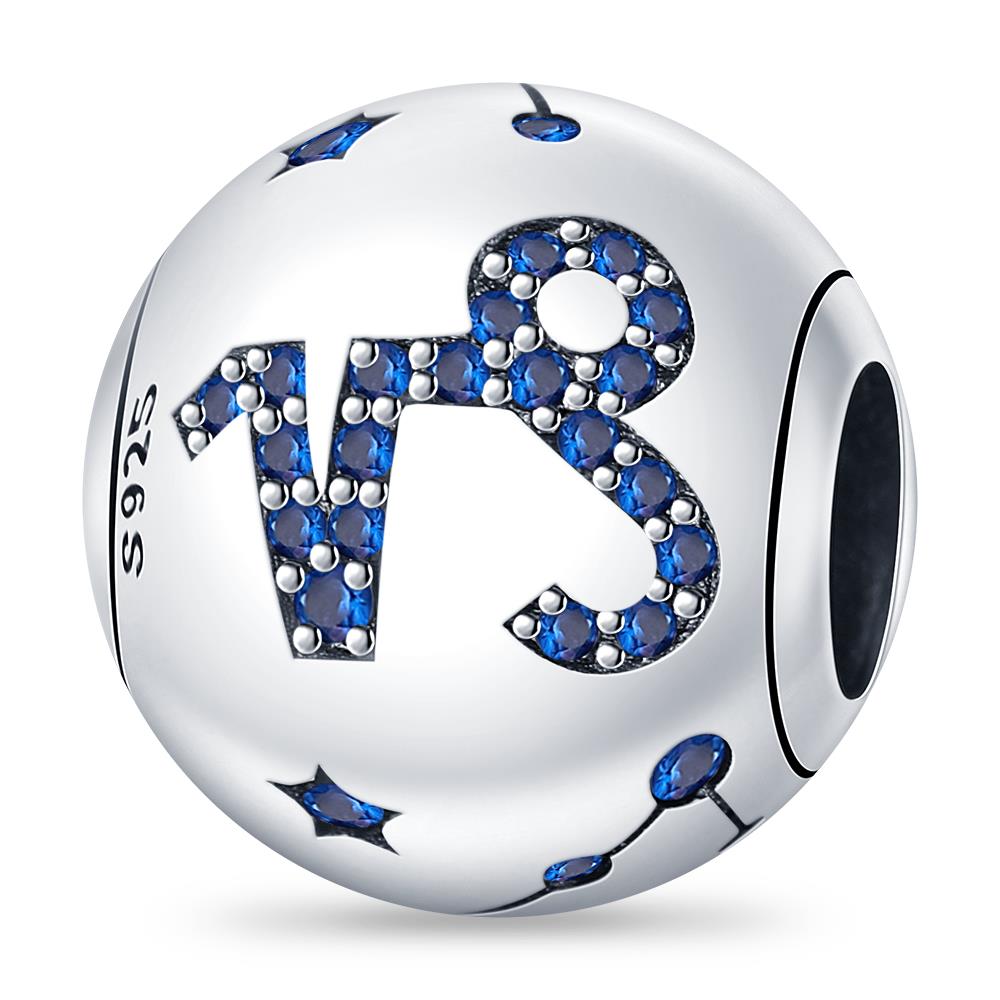 Charm Plata Authentic 12 constellation beads Water, Earth, Fire and wind round bead charm Compatible With 3MM bracelet key chain