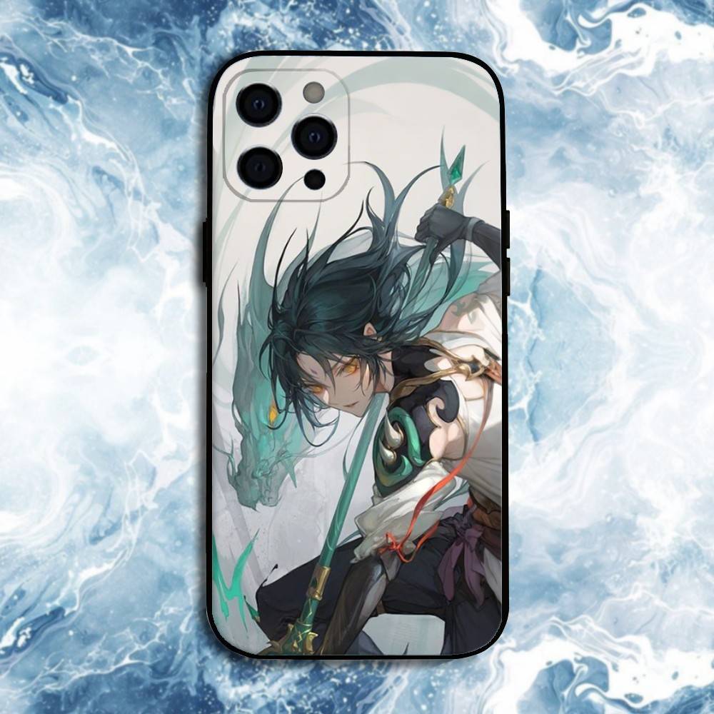 G-Genshin-Impact-Xiao Phone Case For iPhone17,16,15,14,13,12,11 Plus,Pro Max, Soft Silicone Black Cover