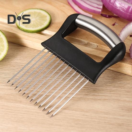 Løkholderskjærer for enkel oppbevaring av skjæring Løkskjærer i rustfritt stål for tomater Sitroner Avokado Multifunksjonell kjøkkenutstyr