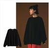 Spring Crew Neck Sweatshirt: Drop Shoulder, Solid Color, Long Sleeve, Logo-Printed Workwear.