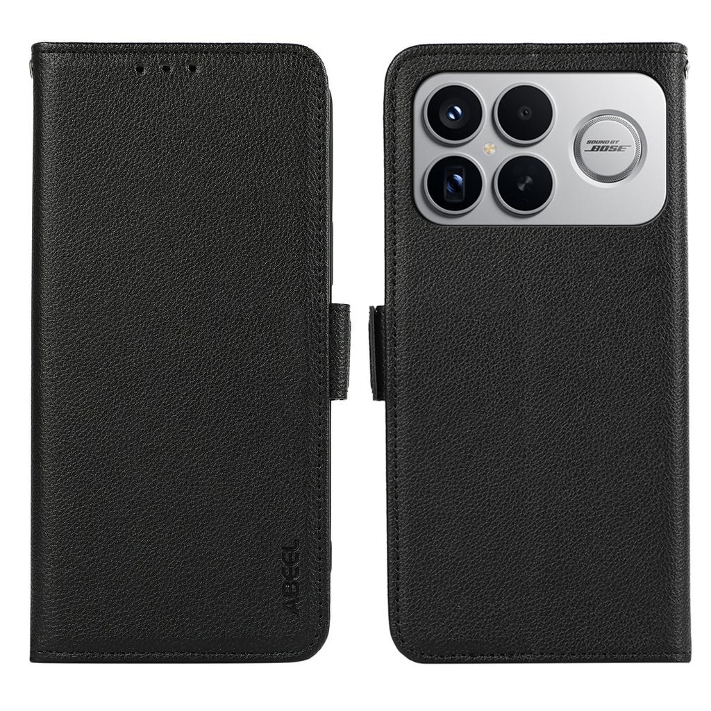 ABEEL For Xiaomi Redmi K90 Pro Max 5G/Poco F8 Ultra Case Litchi Texture Leather RFID Blocking Phone Cover