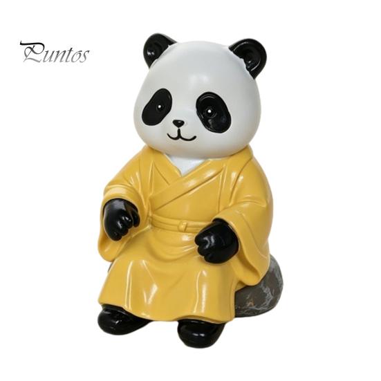 Small Zen Tabletop Figurine Panda Playing Go Chess Figurine, Resin Robe Leisurely Mood Office Ornament Ornament, Cute Statue for Tea Room Study Decor
