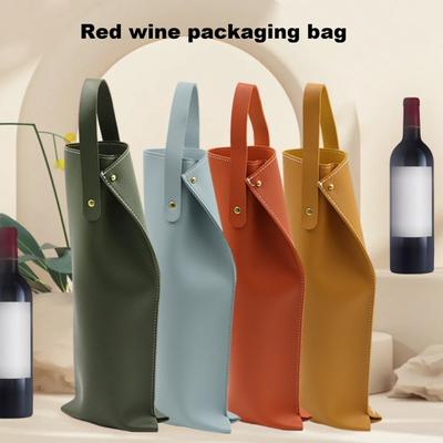 Wine Packaging Bag Fake Leather Wine Tote Carrier Stylish Wine Bottle Protective Bag with Handle for Party