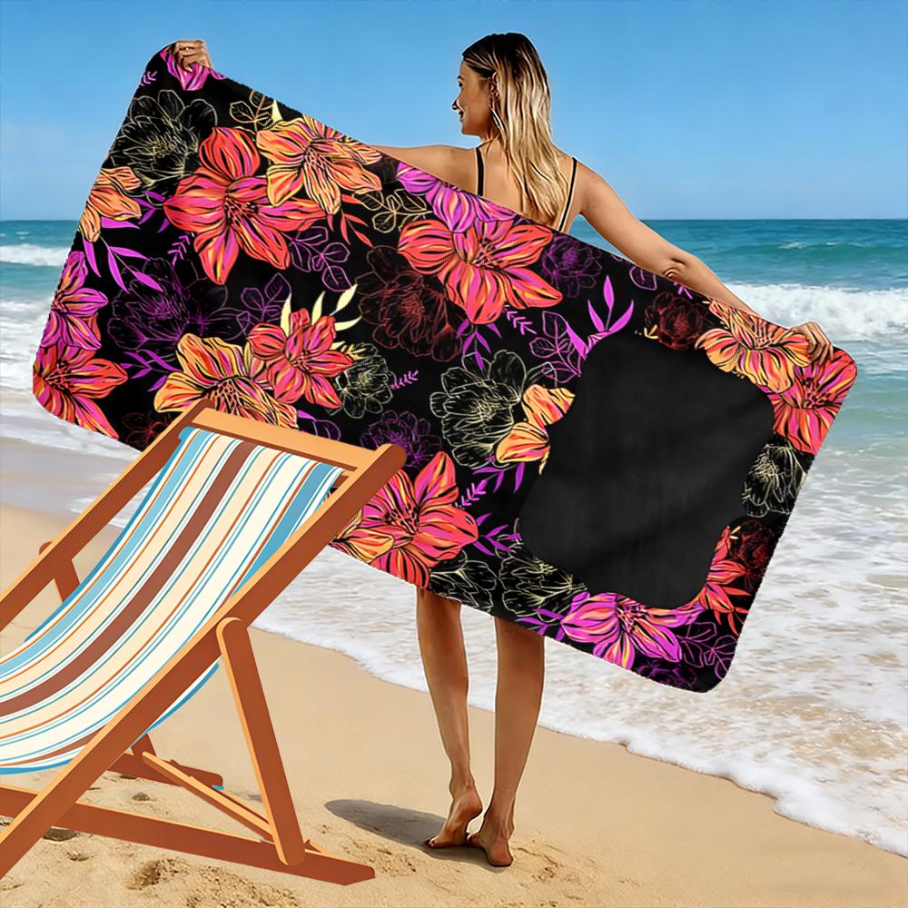 Colorful Tropical Floral Pattern Beach towel quick-drying for travel outdoor sports jogging beach and swimming