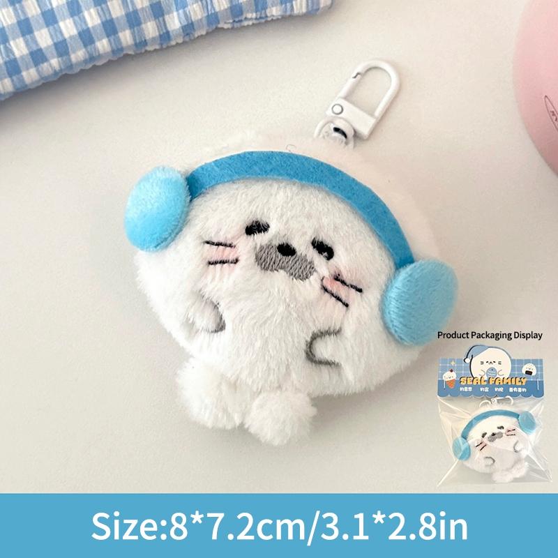 Cute Seals Sea Otter Baby Keychain Plush Seal Figurine Hanging Pendant Keyrings Student Schoolbag Key Chain Pendant Gifts