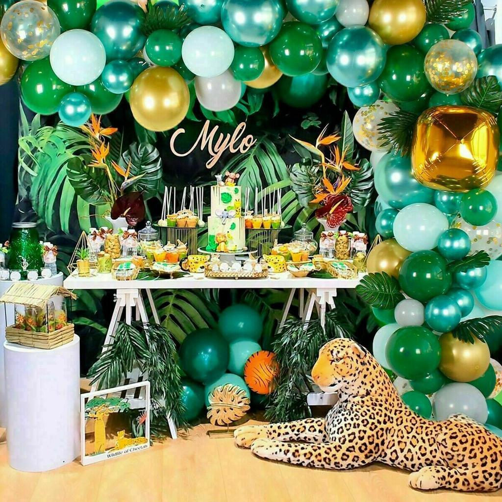 Green Latex Balloon Chain Set, Forest Animal Theme Party Children'S Birthday Party Jungle Party