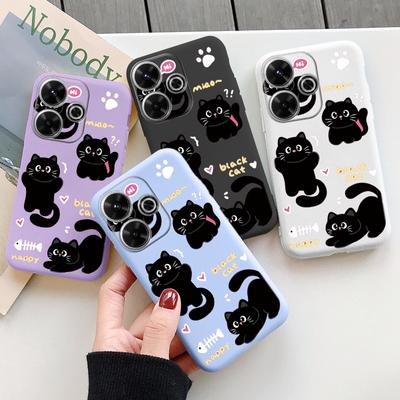 Custodia morbida in silicone a forma di gatto per Xiaomi Redmi Note 13 Pro 13C 14T Poco C65 Samsung A55 A35 M35 S24 Plus Huawei Honor 200 Lite iPhone Realme Cover antiurto