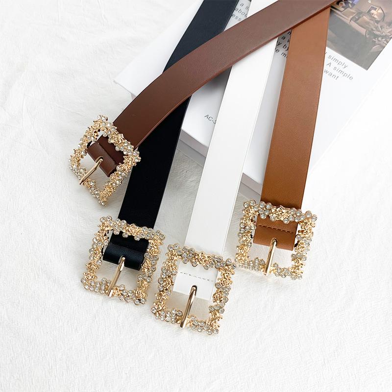 Women'S Belt Vintage Carved Needle Buckle Punk Hip Hop Rock Style Jeans Belt Y2K Belt Pu Leather Belt