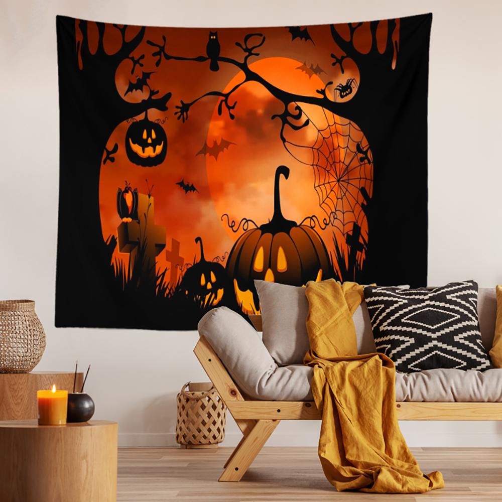 Halloween Horror Pumpkin Print Pattern Tapestry Ceiling Home Living Room Bedroom Wall Decoration Tapestry 230x180cm