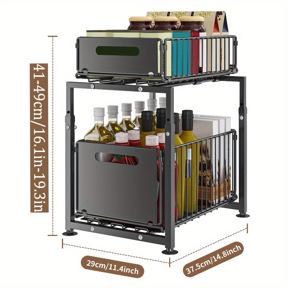 For Adjustable Under-Sink Organizer - Pull-Out Spice Rack & Storage Basket | Customizable Cabinet Shelf System