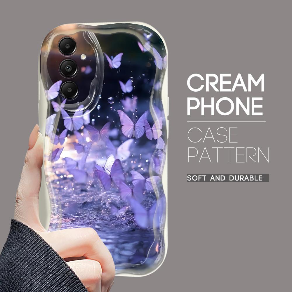 Cute Cartoon Pattern Cream Texture Casing Wavy Edge Soft Silicone Cover Phone Case for Samsung