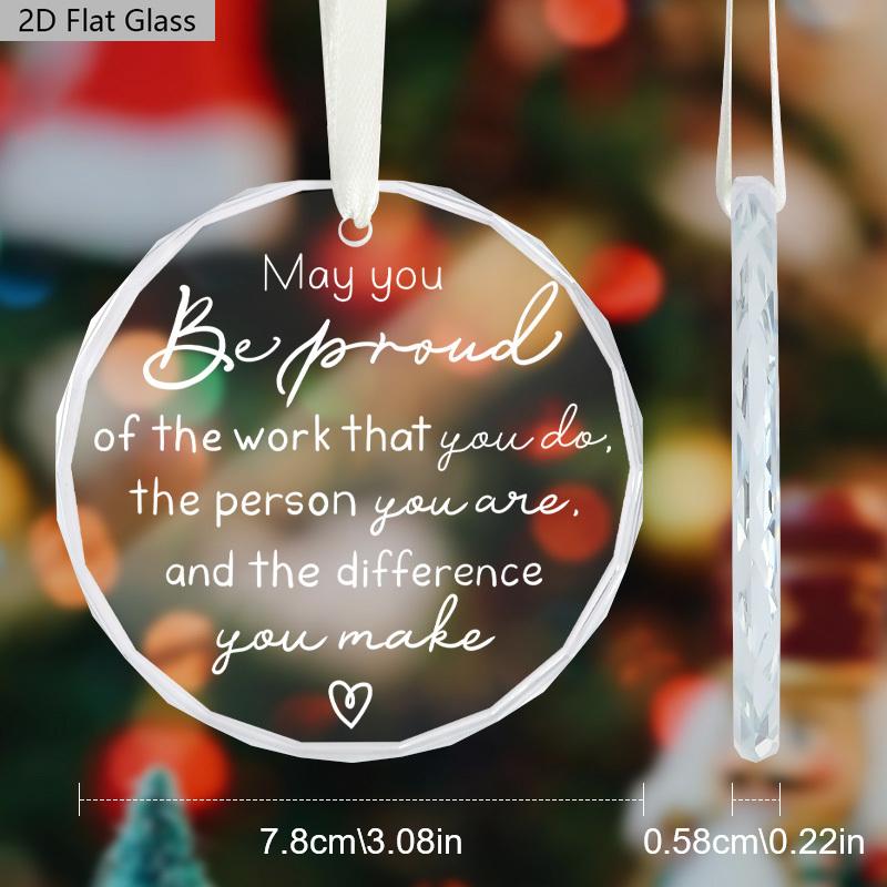 1pc Employee Appreciation Gifts for Women Men, Boss Day Thanksgiving Day Christmas Glass Ornament