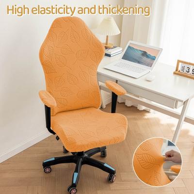 Elastic Chair Cover Full Coverage Gaming Chair Cover Leaves Pattern Fitted Breathable Chair Protector for Computer Chairs